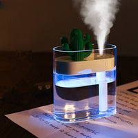 Load image into Gallery viewer, 160ML Ultrasonic Air Humidifier Clear Cactus Color Light USB Essential Oil Diffuser Car Purifier Aroma Diffusor Anion Mist Maker