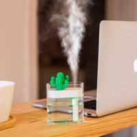 Load image into Gallery viewer, 160ML Ultrasonic Air Humidifier Clear Cactus Color Light USB Essential Oil Diffuser Car Purifier Aroma Diffusor Anion Mist Maker